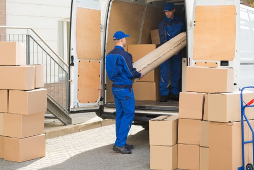 Office relocation planning in Elephant and Castle with moving boxes and workspace setup