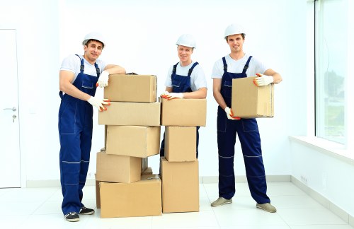 Removal team preparing equipment for a safe move