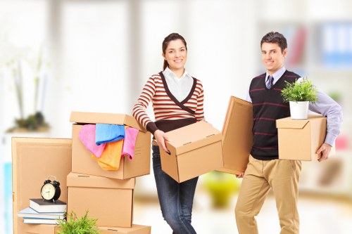 Organised storage unit in Elephant and Castle with packed boxes and furniture