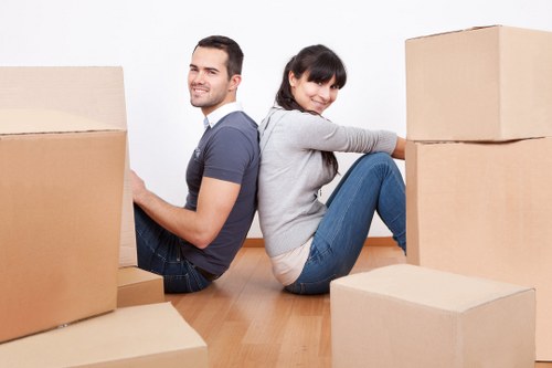 Warehouse-style staging and transport setup for a business move in Elephant and Castle